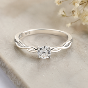 925 Sterling Silver Twisted Solitaire Ring