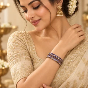 Blue Meenakari Kundan Silver Bangles in certified 925 sterling silver