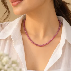 Dainty Ruby Beaded Necklace
