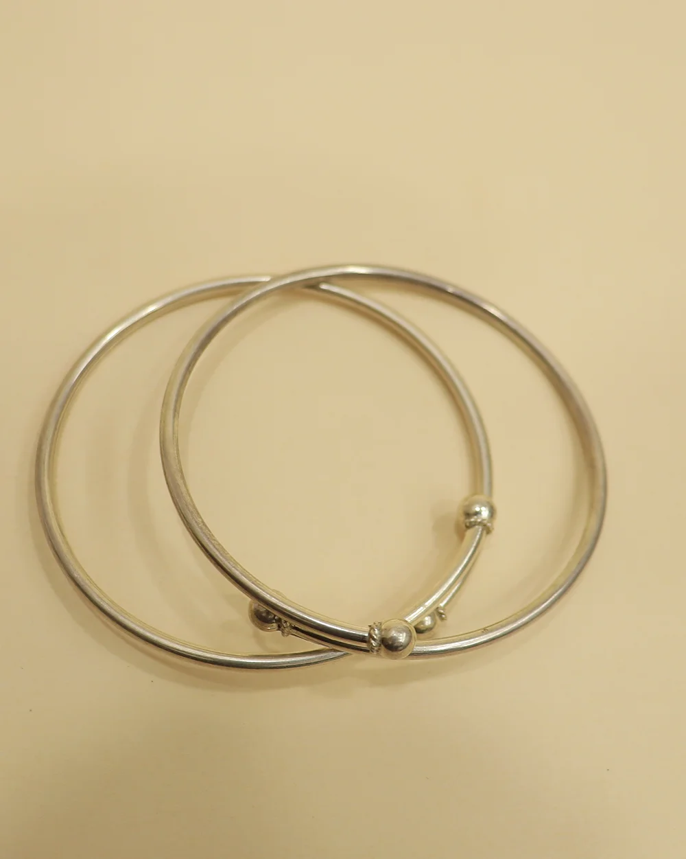 Elegant 925 silver plain kada bangles by Nishas Gems