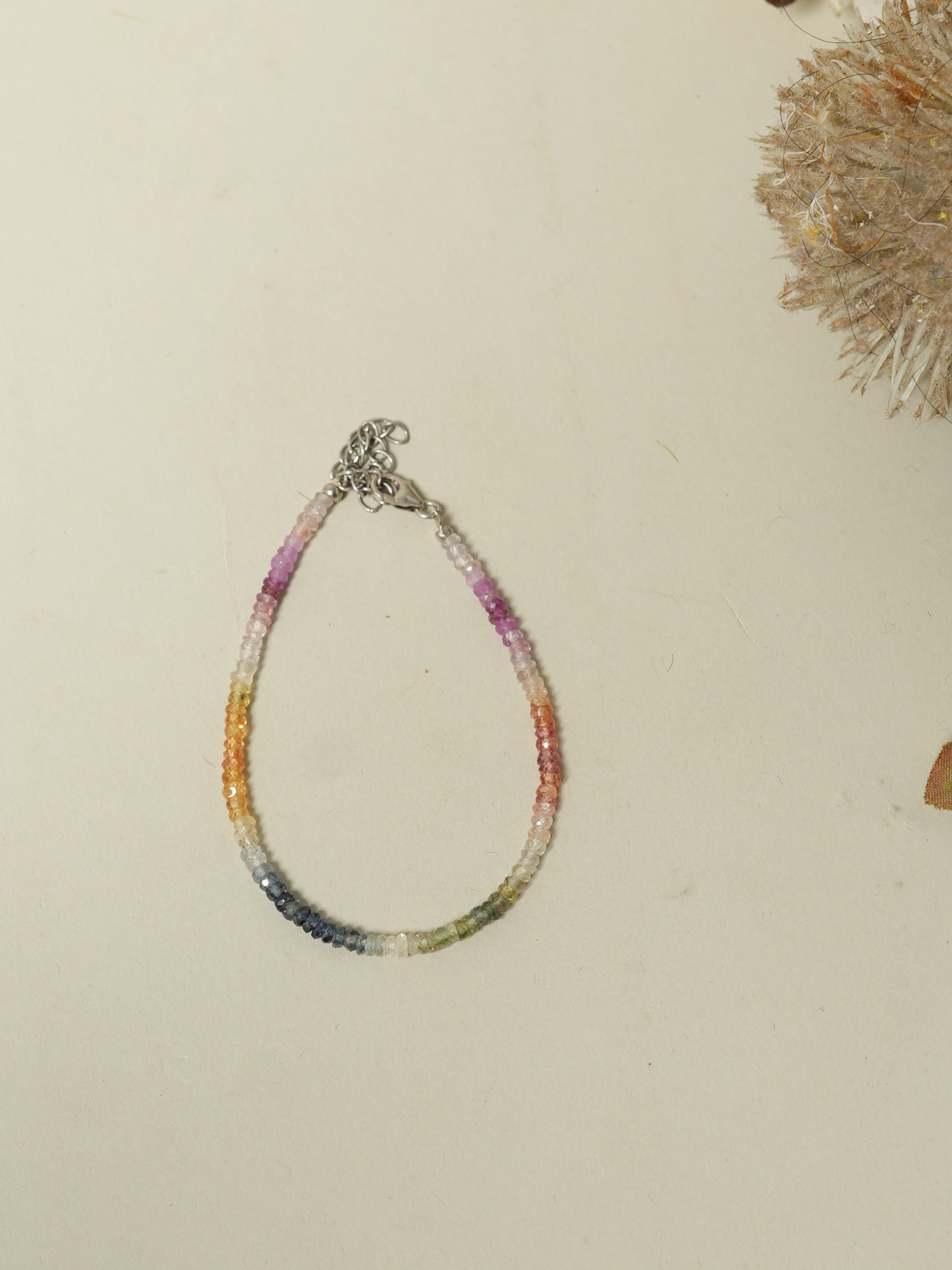 Multicolor Sapphire Beaded Stone Bracelet