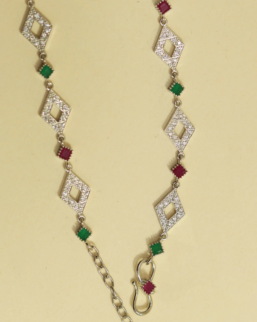 - Multicolor Stone Silver Anklet for Women