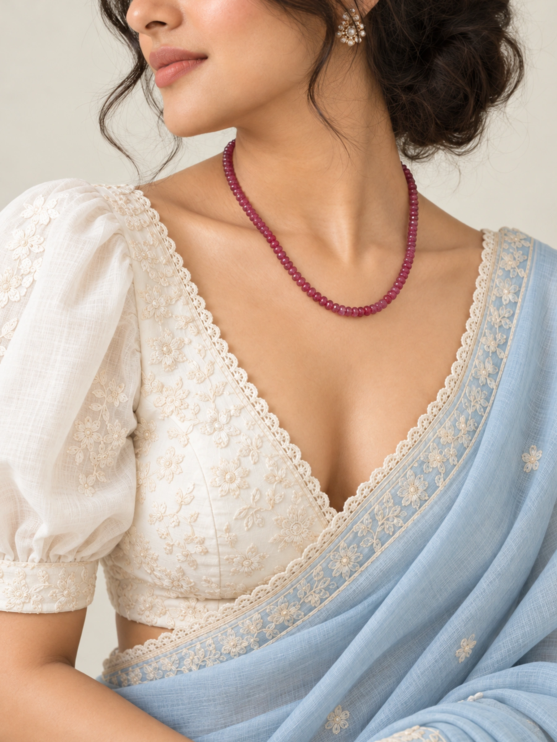 Natrual Ruby Rondelle Beaded Necklace