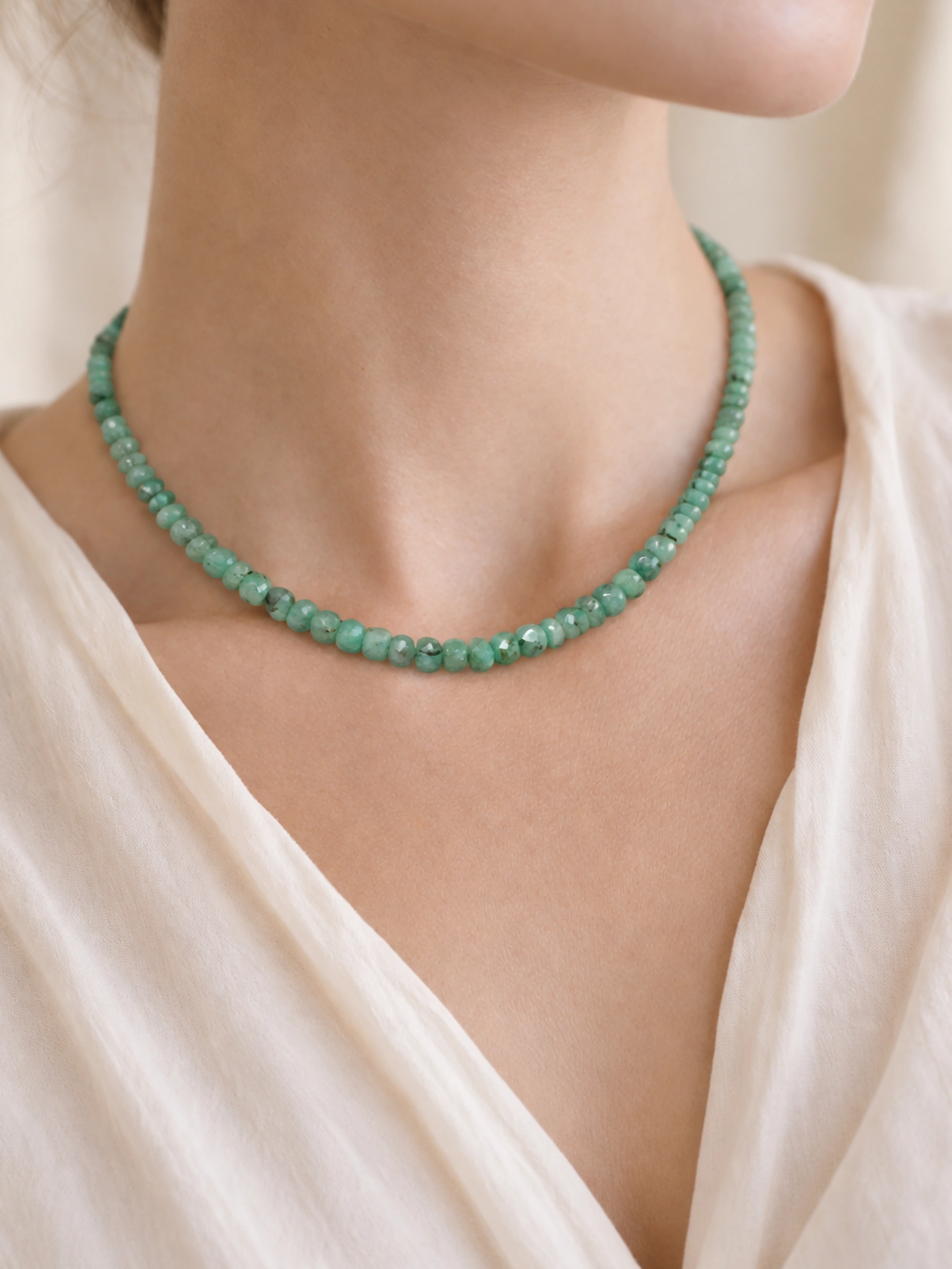 Natural Emerald Beads Necklace