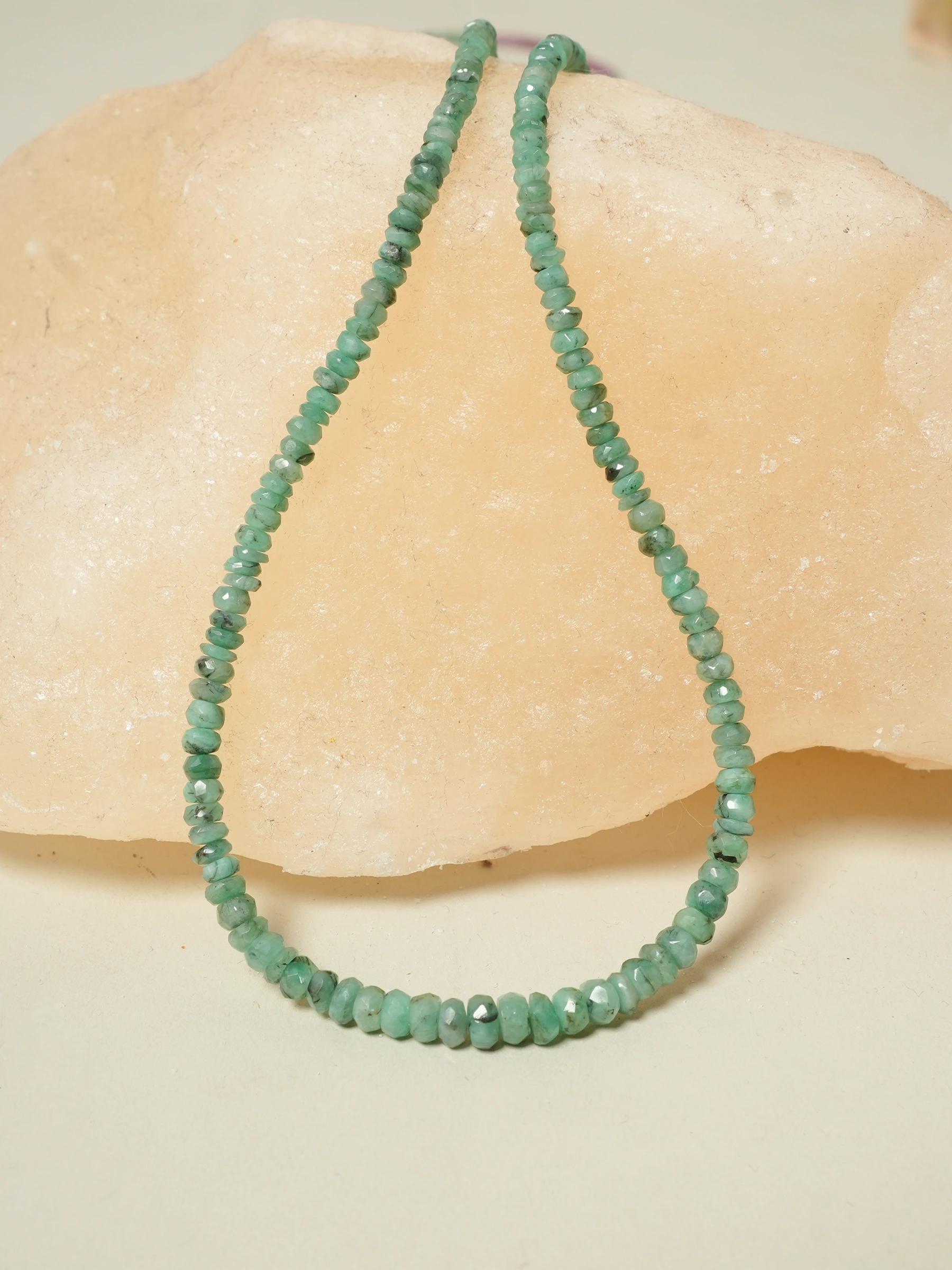 Natural Emerald Faceted Beads Necklace