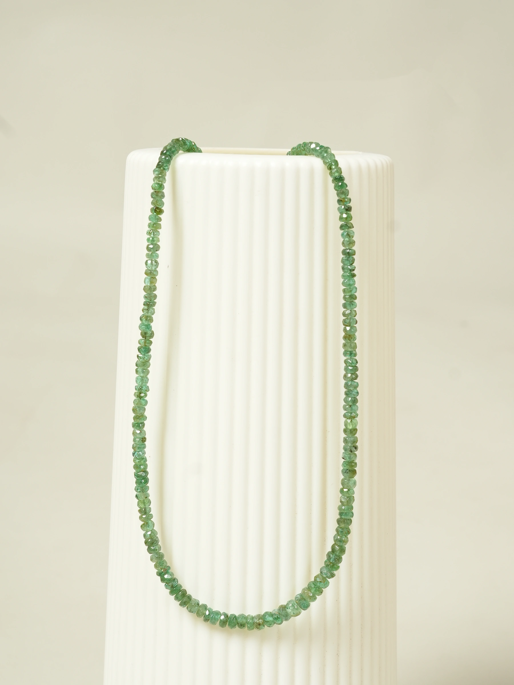 Natural Emerald Faceted Rondelle Beads Necklace