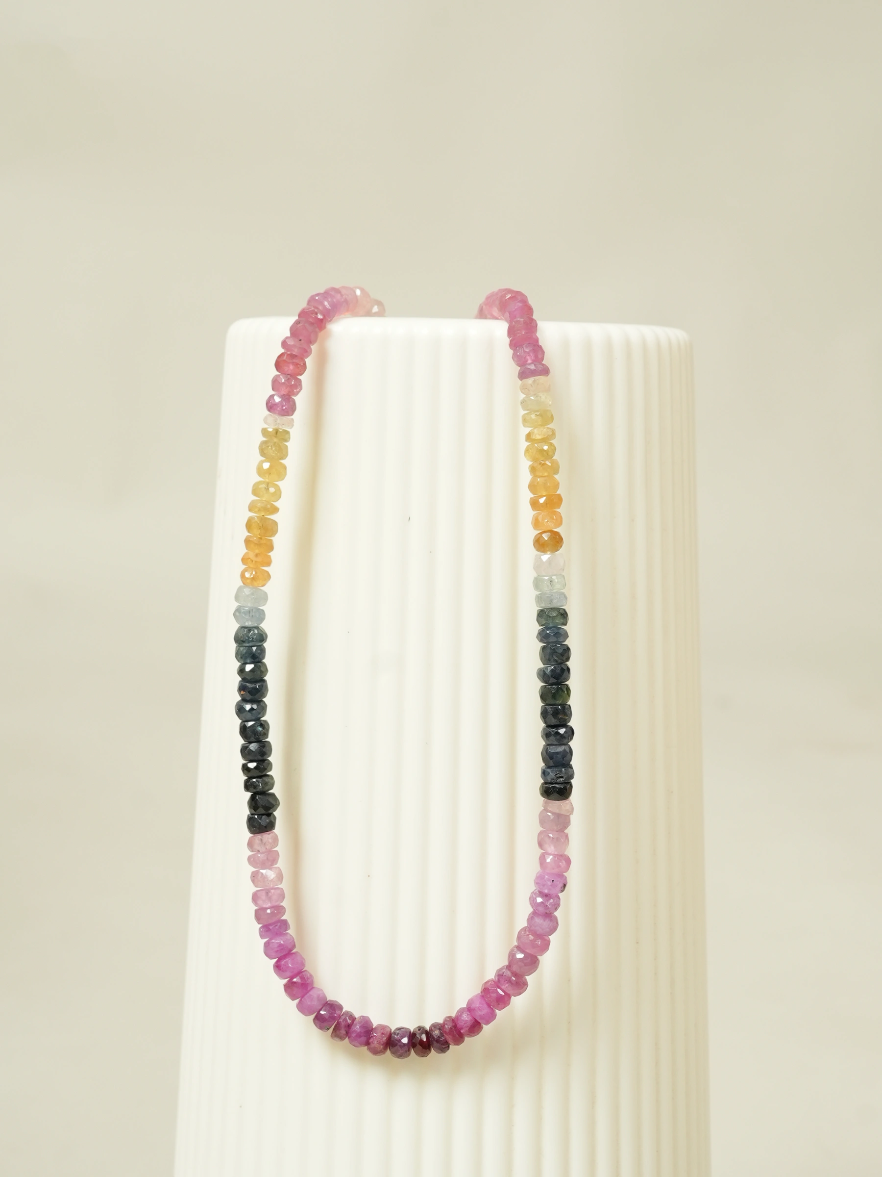 Natural Multi Precious Sapphire Gemstone Beads Necklace