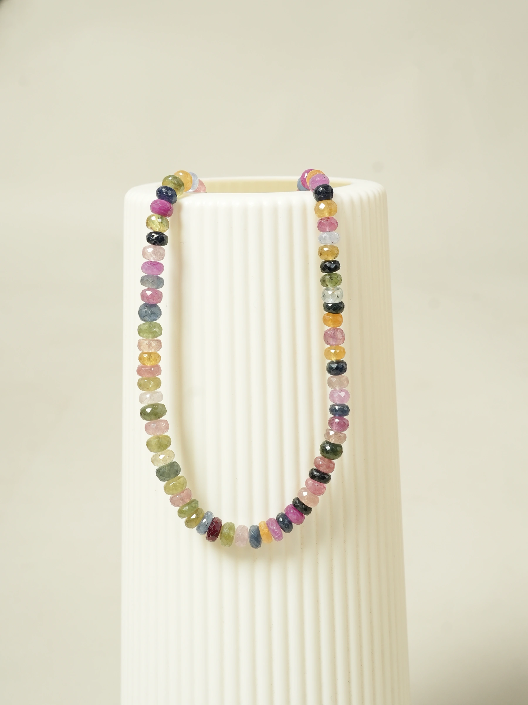 Natural multi Precious Gemstone Faceted beads necklace