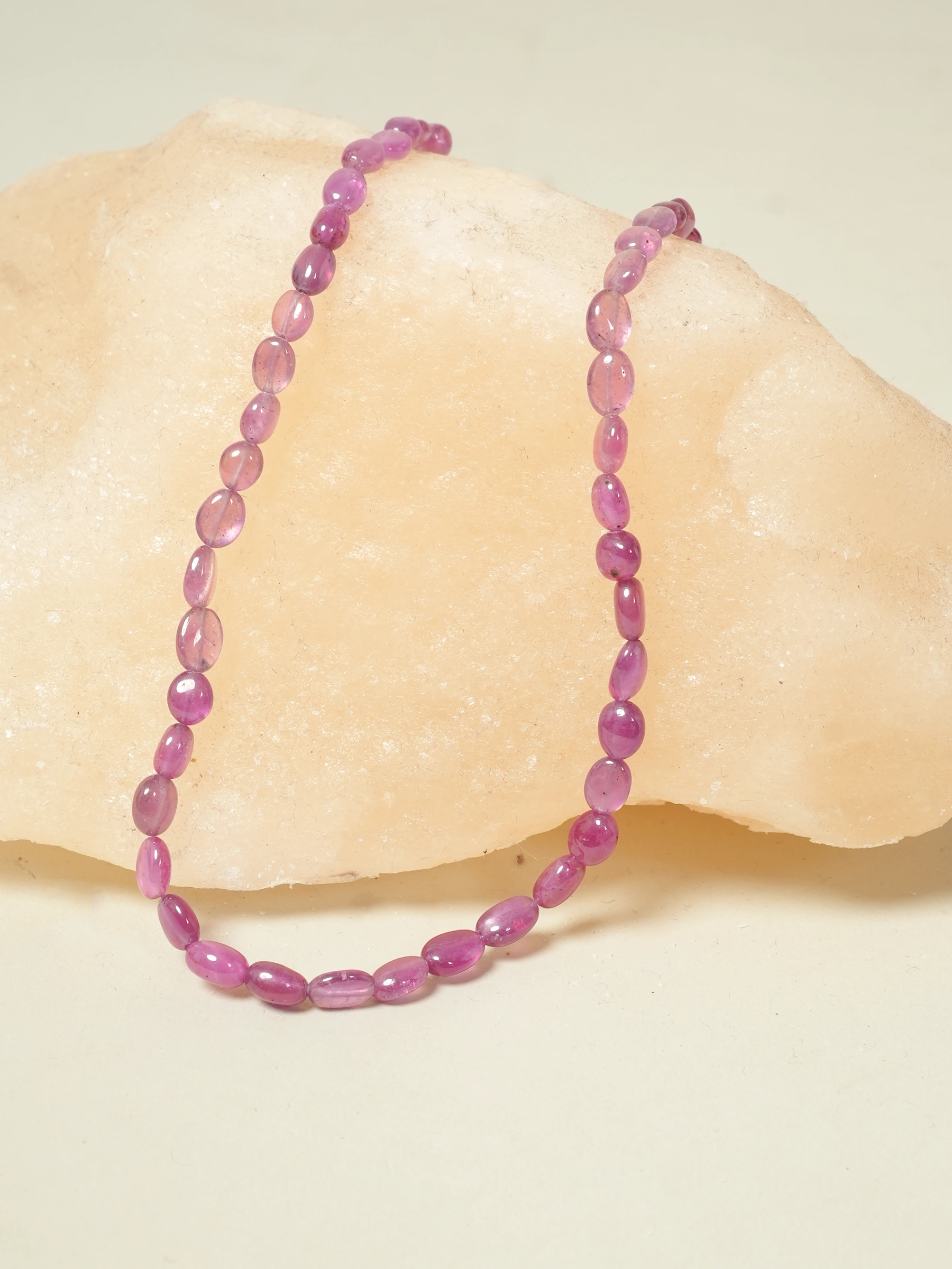 Pink Ruby Nugget Beads Necklace