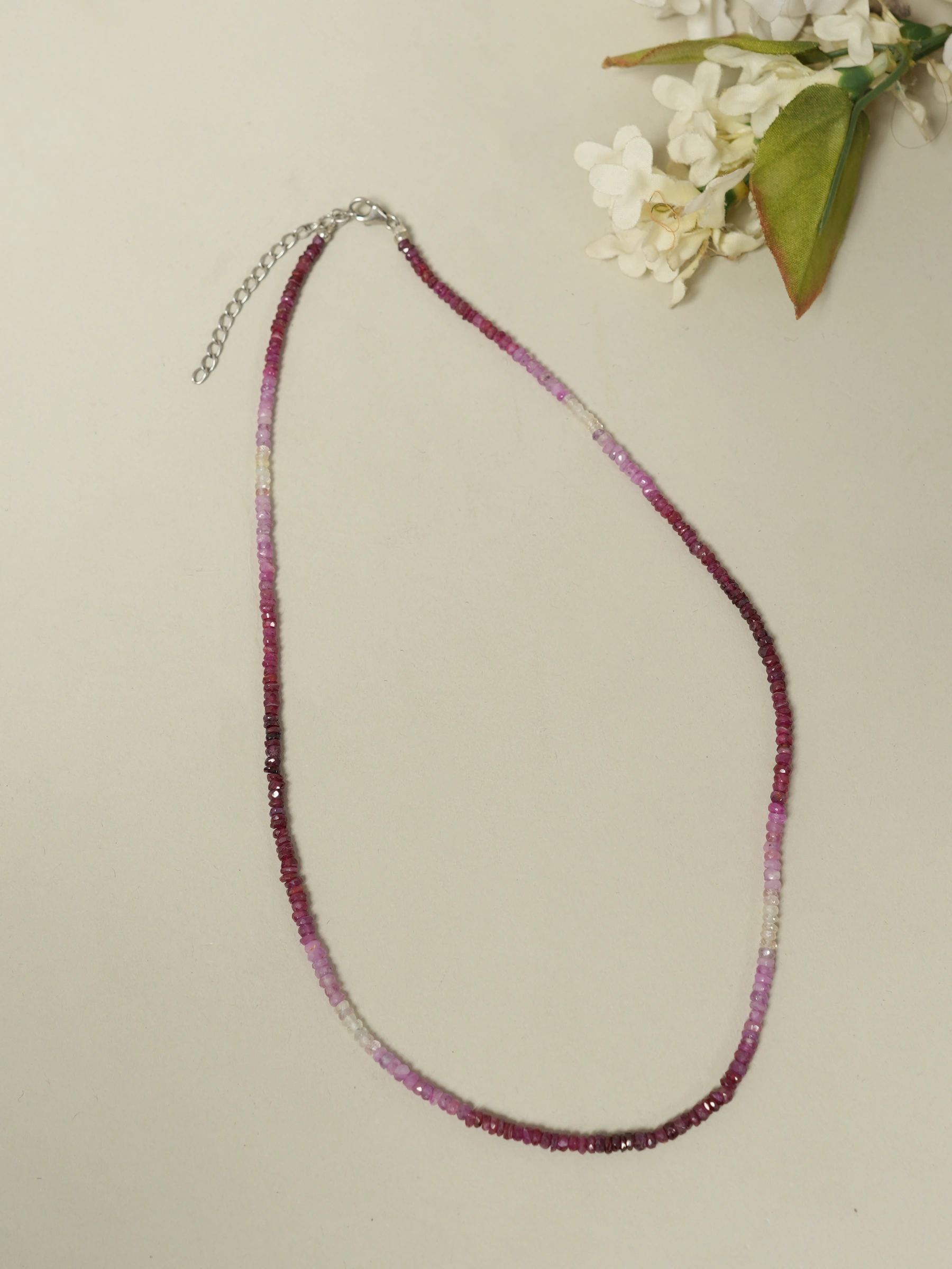 Pink Tourmaline Faceted Beads Necklace