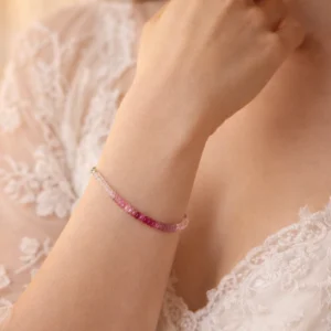 Pink sapphire gemstone beaded bracelet