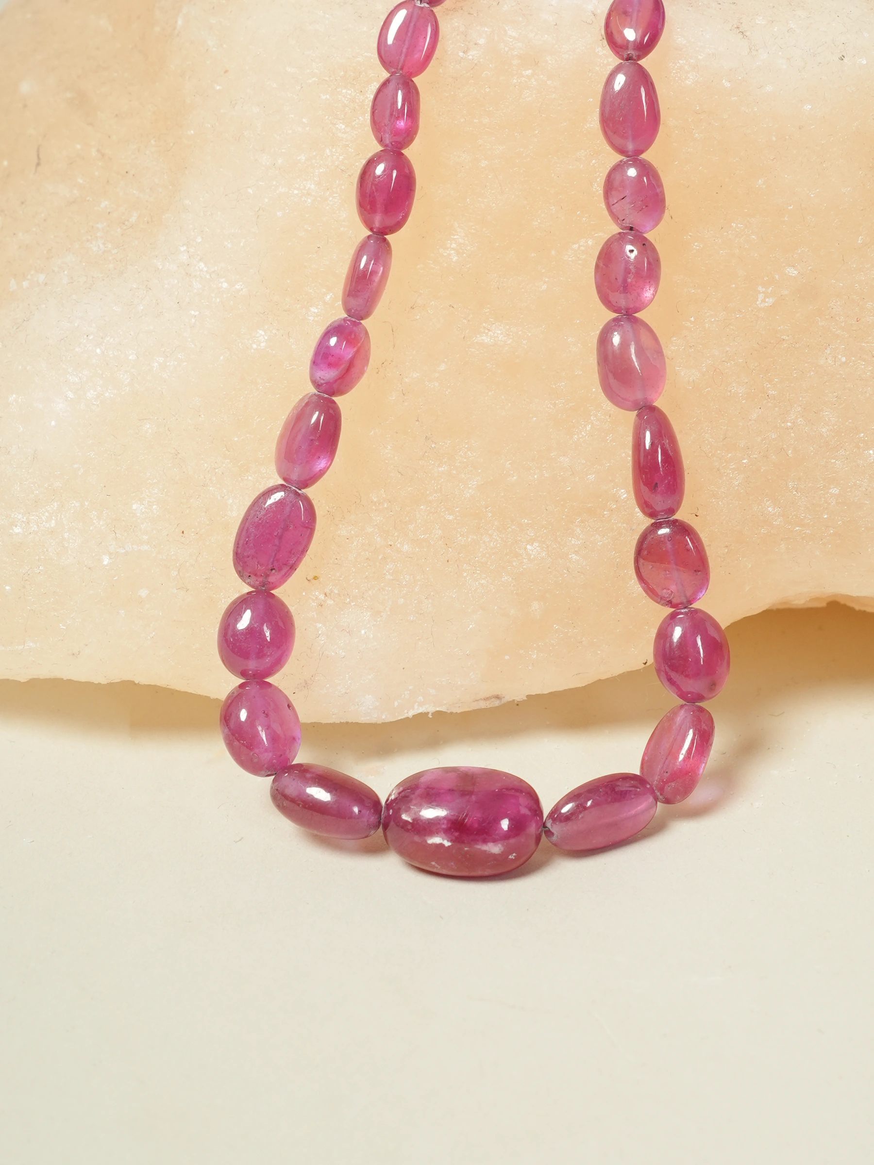 Ruby Gemstone Tumble Shape Beads Necklace