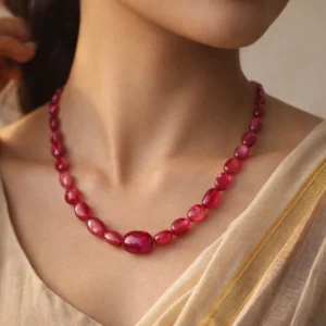 Ruby Tumble Shape Beads Necklace