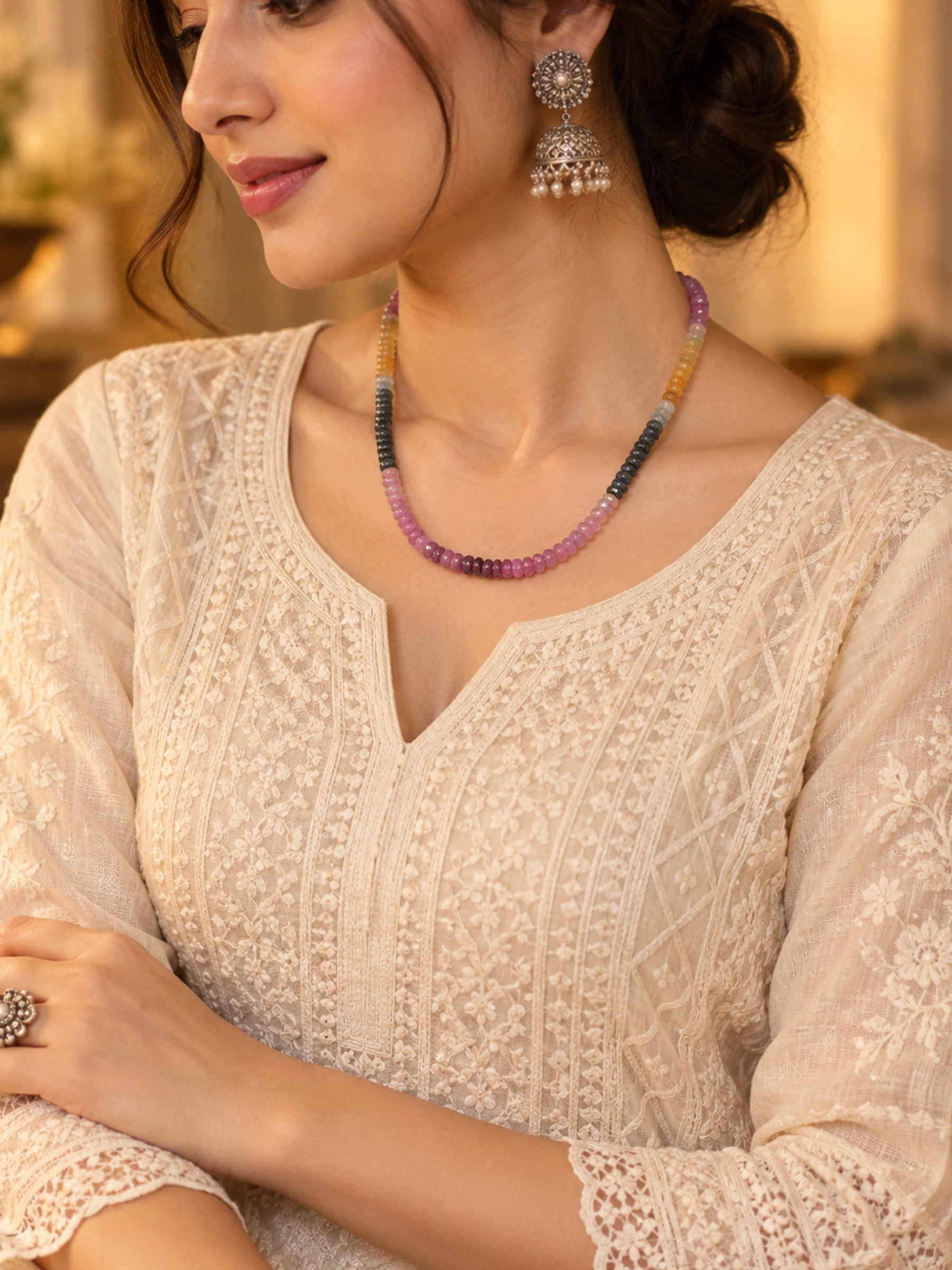 Sapphire Gemstone Beads Necklace