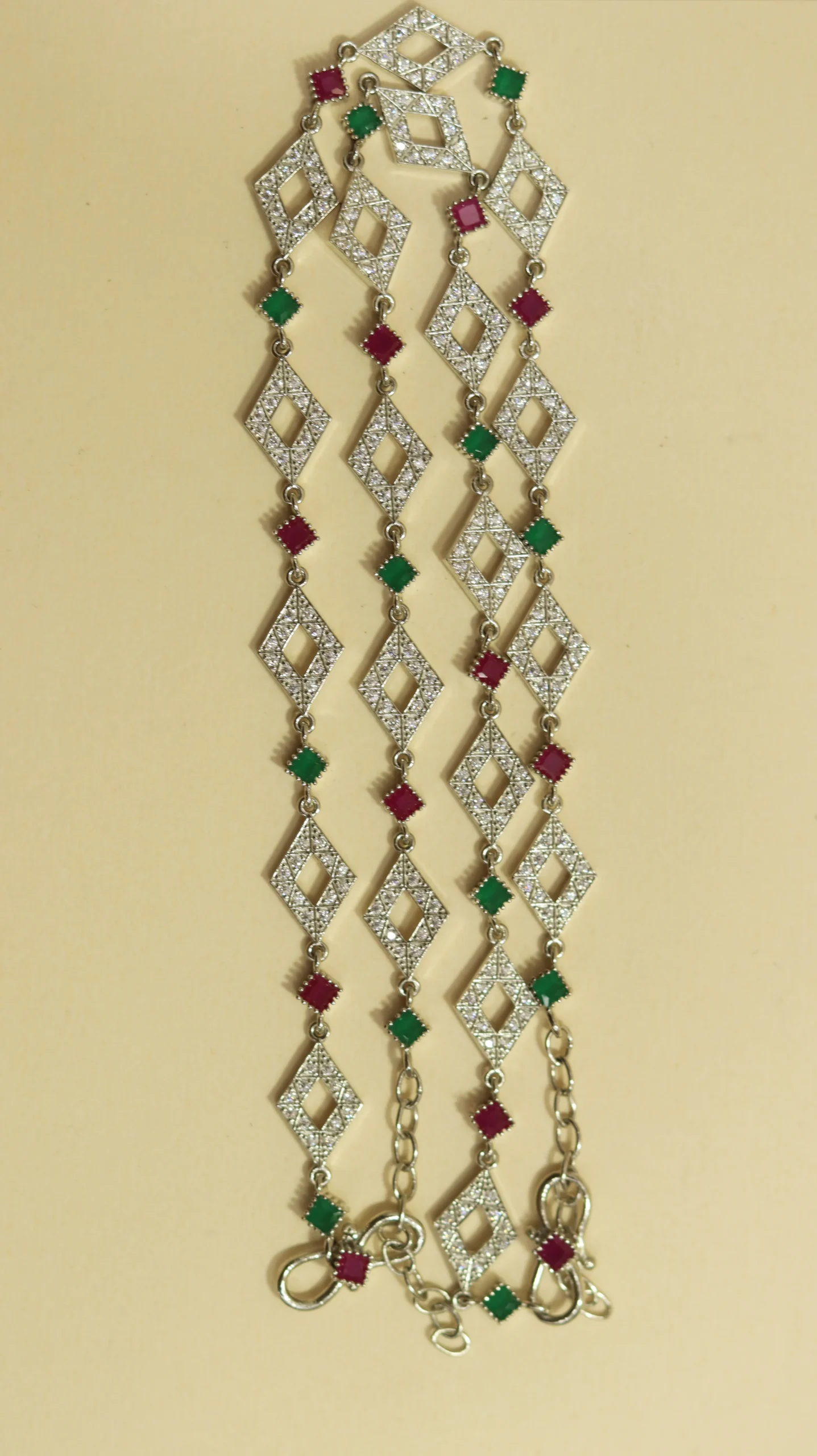 Silver Anklet Geometric Diamond