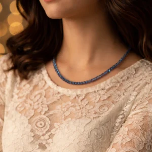 blue faceted gemstone necklace