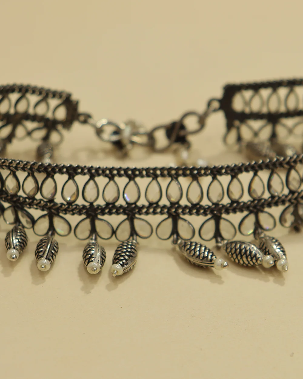 oxidized silver anklet