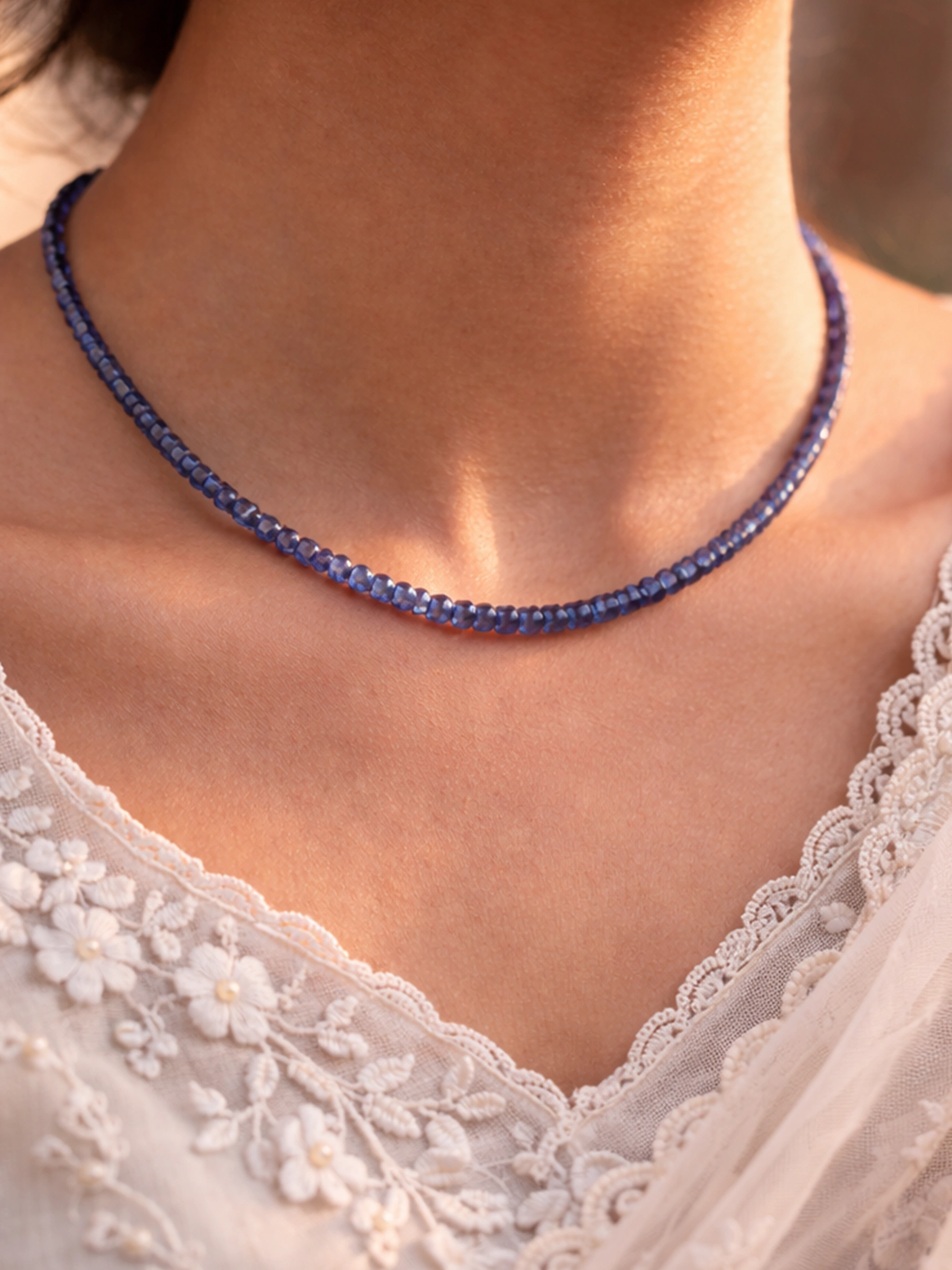 royal blue faceted necklace