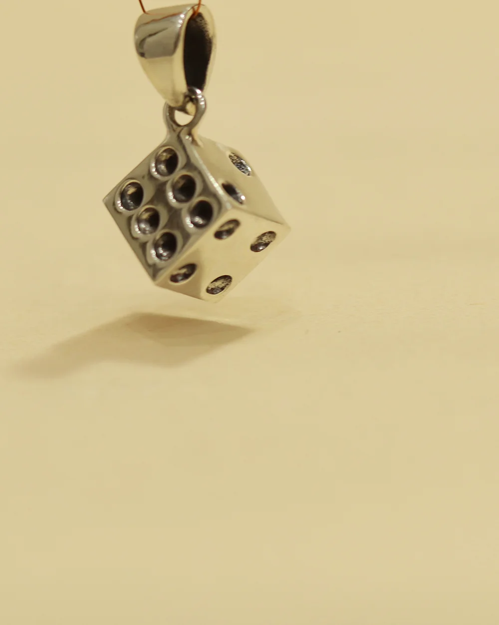 3D Silver Dice Pendant