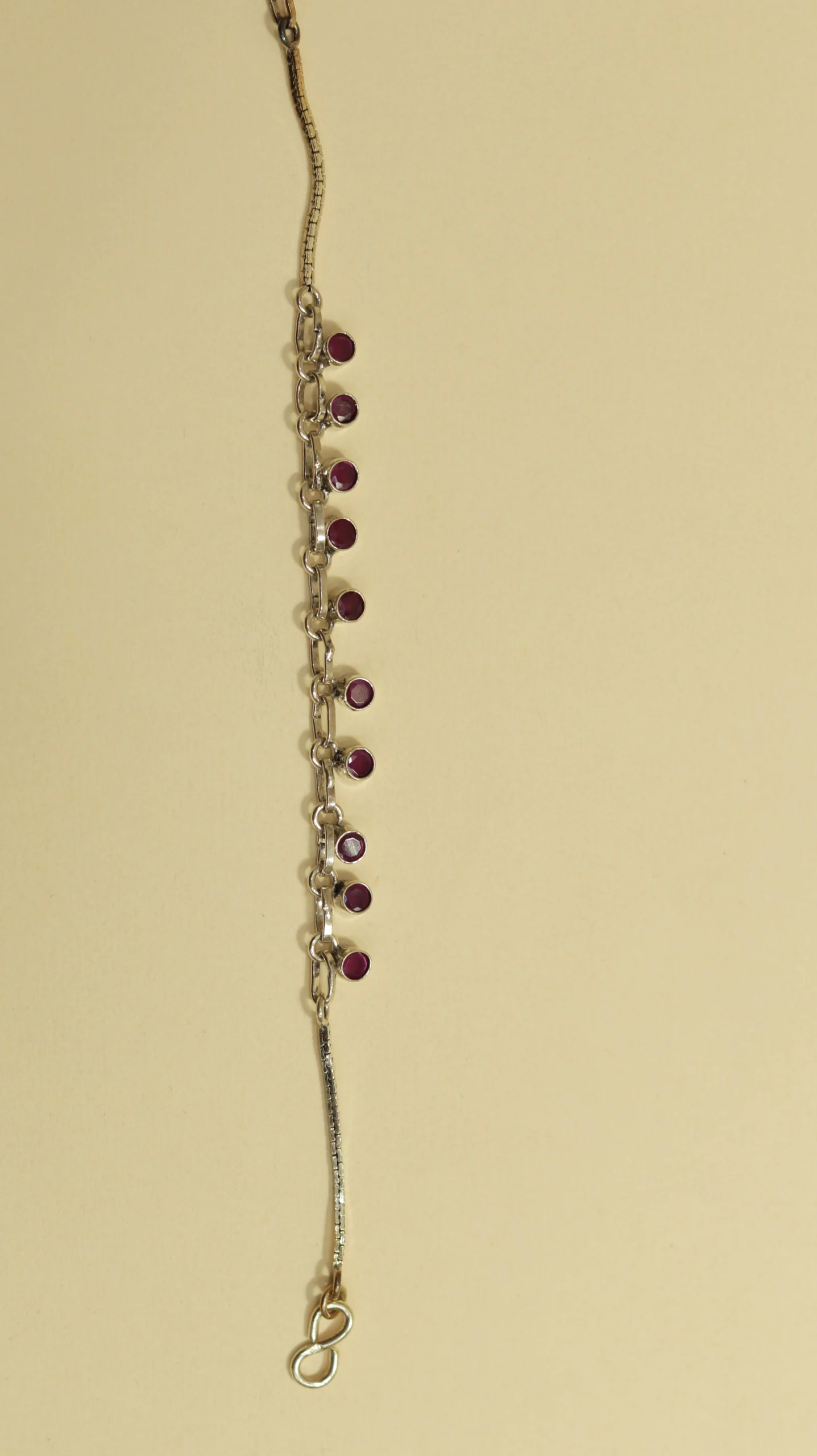 925 Sterling Silver Ruby Charm Bracelet - Image 3