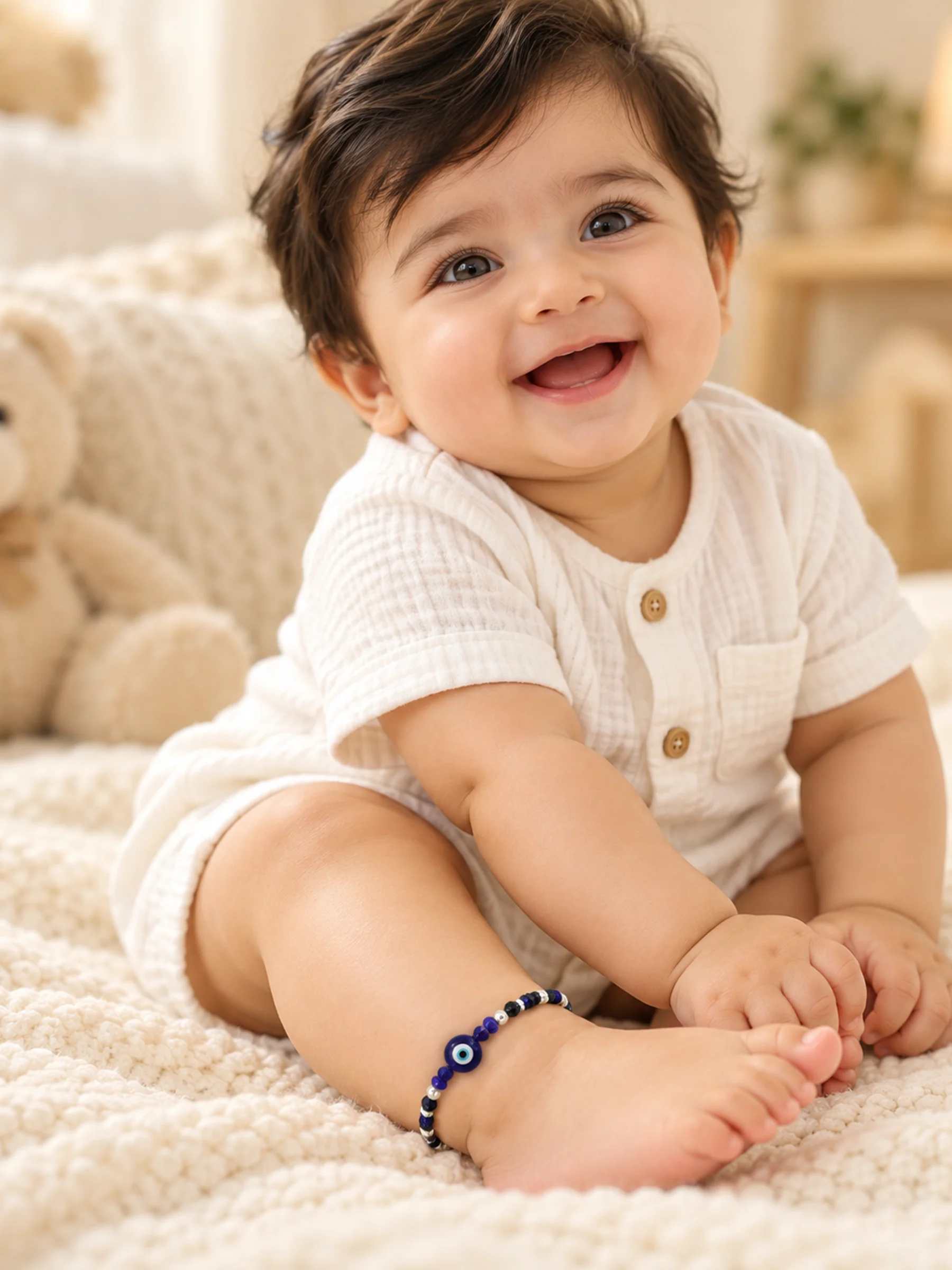 925 Silver Evil Eye Beads Bracelet for Children