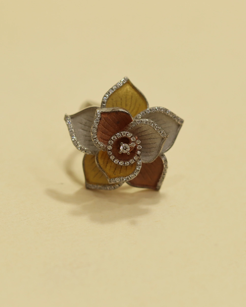 925 Silver Layered Petal Designer Ring