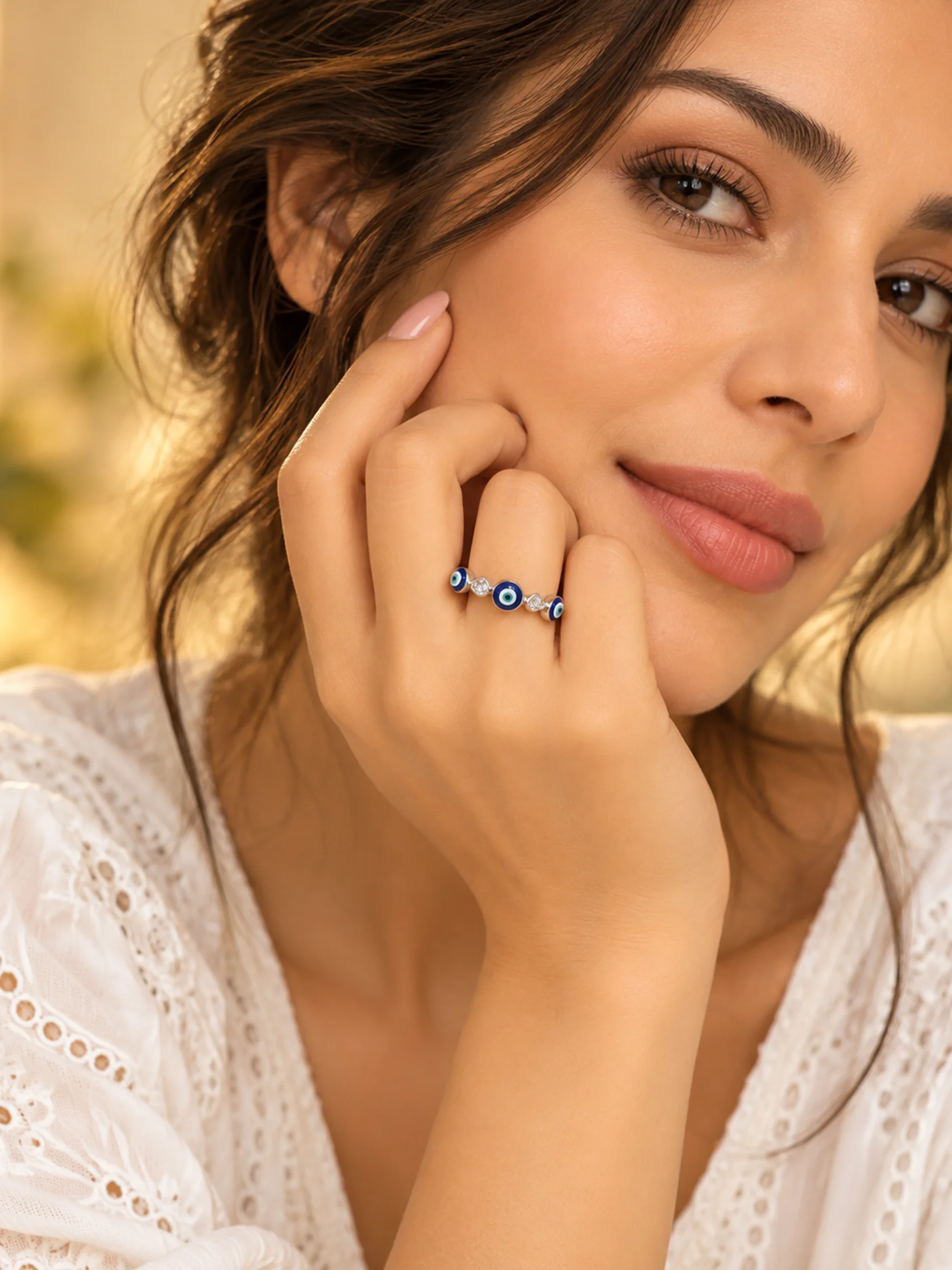 925 Silver Minimal Evil Eye Ring for Women