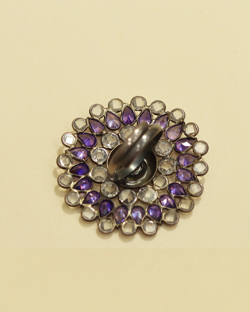 925 Silver Wedding Cocktail Ring with Purple Stones