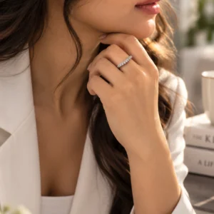925 Silver White Baguette Stone Ring