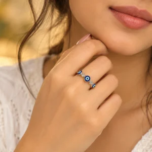 925 Sterling Silver Blue Evil Eye Ring