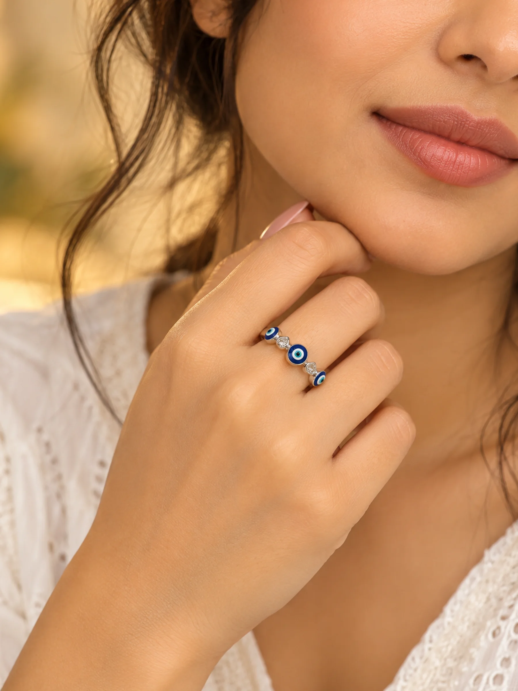 925 Sterling Silver Blue Evil Eye Ring