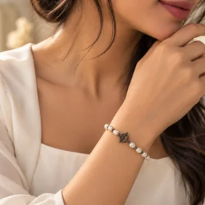 925 Sterling Silver Pearl Beaded Bracelet