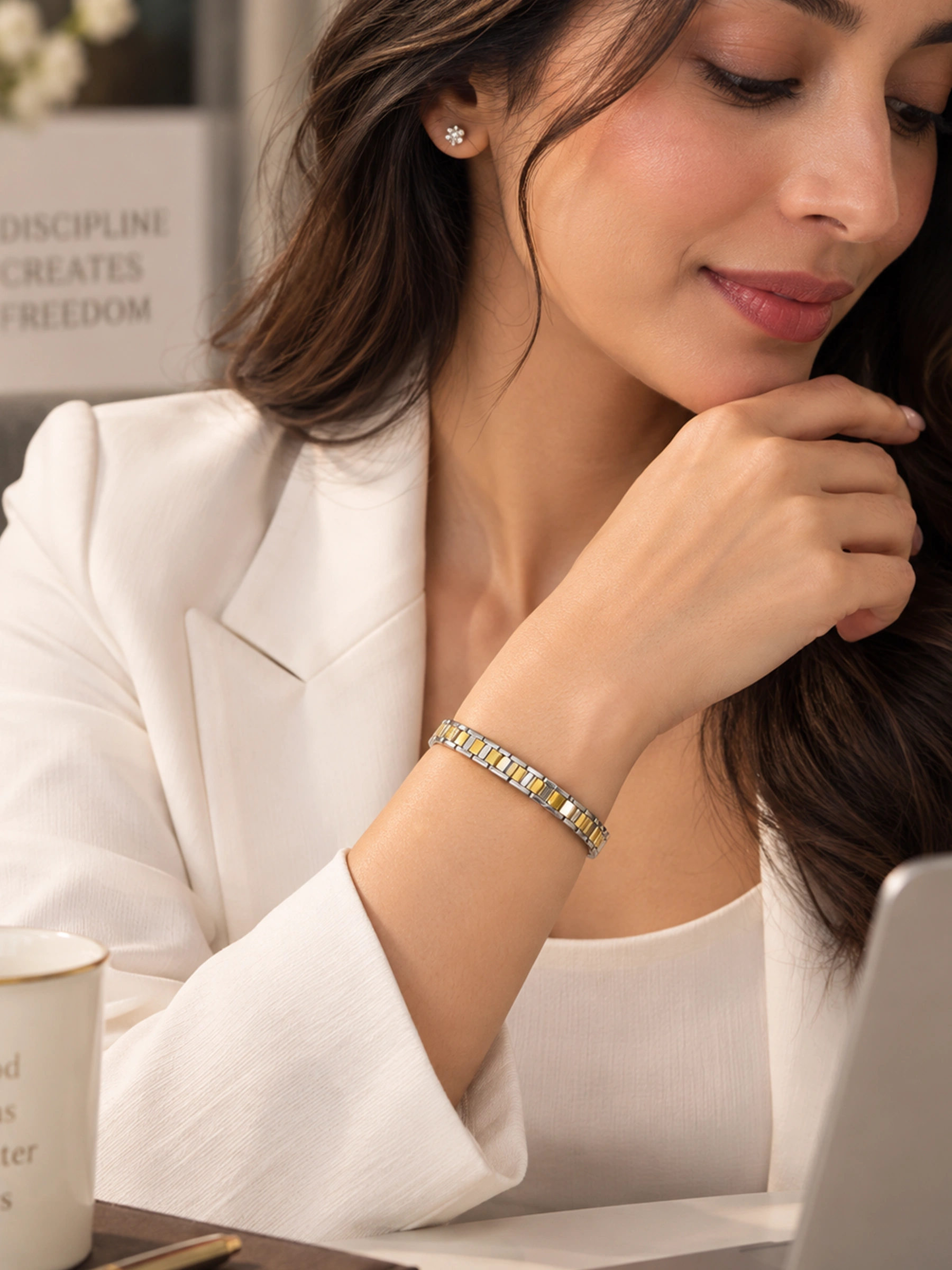 925 Sterling Silver Two-Tone Link Bracelet