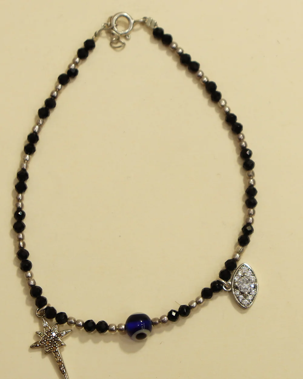 Baby Black Beads Bracelet with Evil Eye Bead