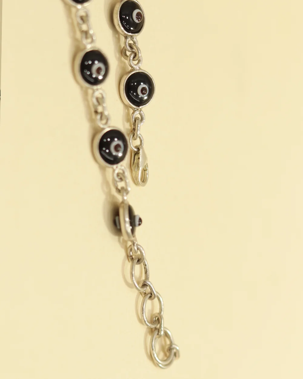 Black Evil Eye Silver Link Bracelet