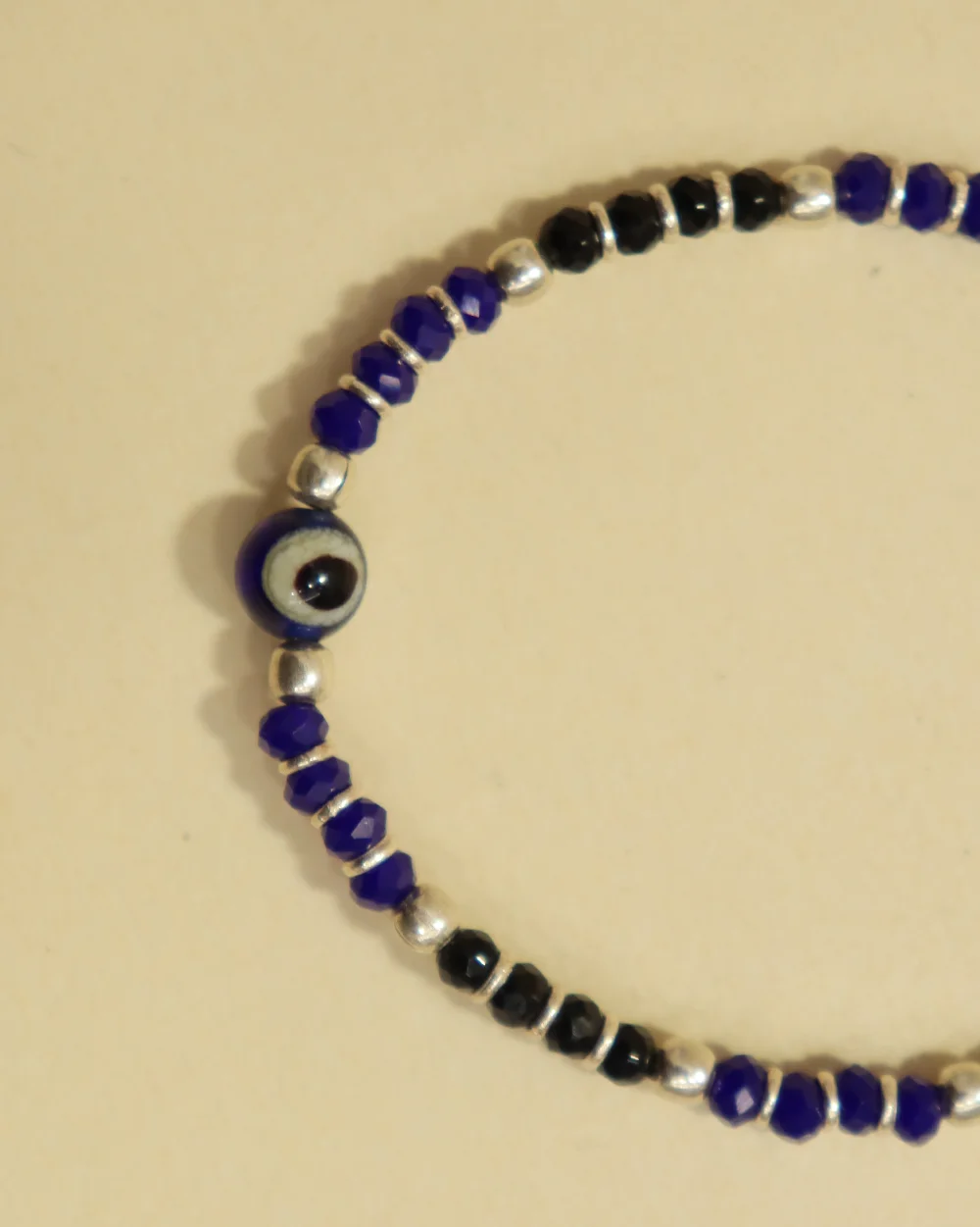 Blue Black Beads Nazar Battu with Silver Accents