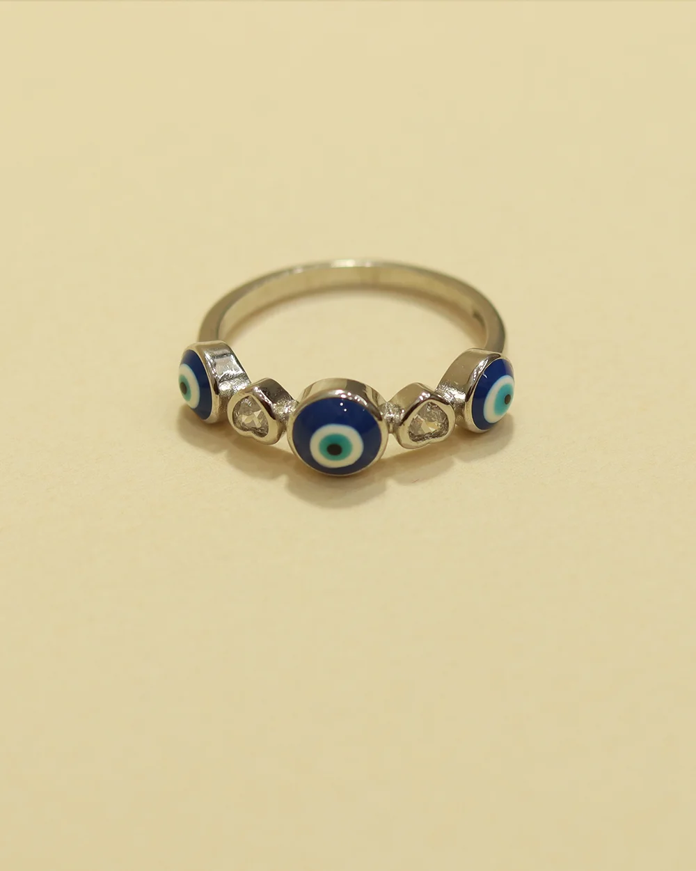 Blue Evil Eye Silver Ring for Women