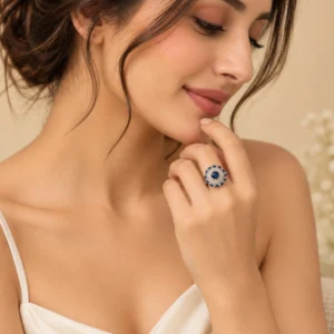 Blue Sapphire 925 Sterling Silver Cocktail Ring