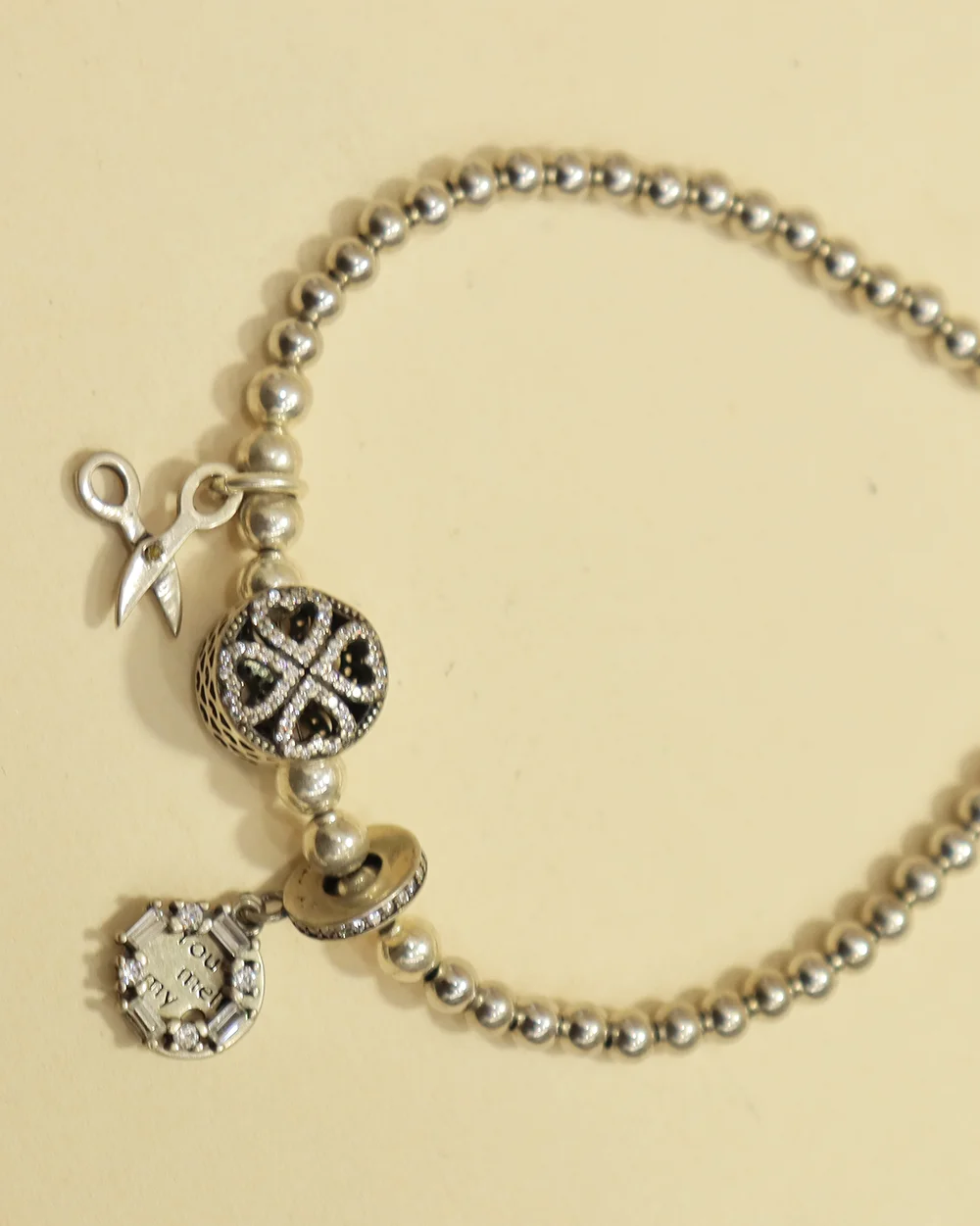 Designer Silver Beaded Bracelet