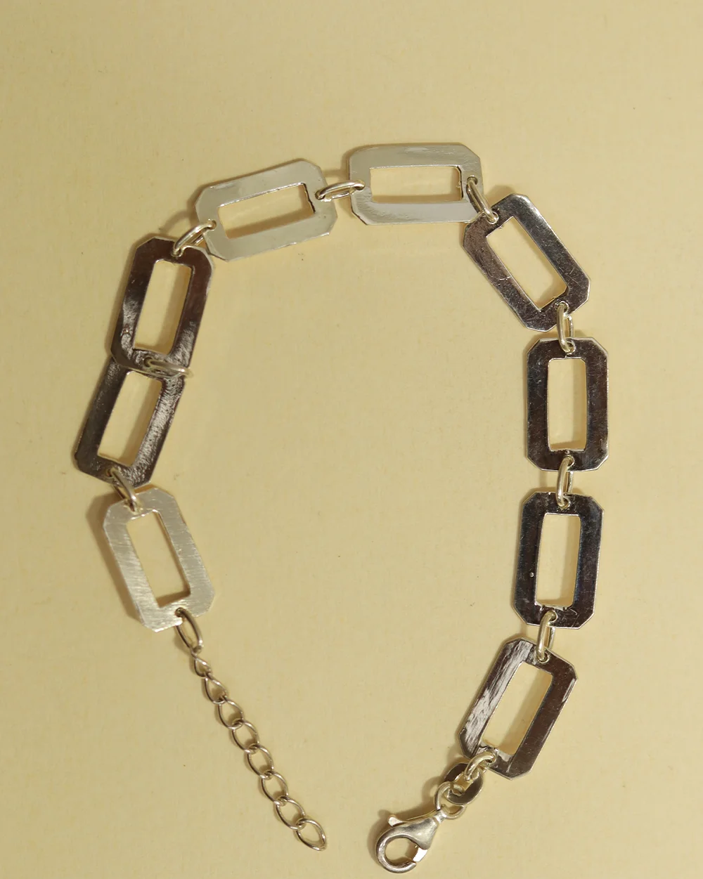 Geometric Silver Rectangle Bracelet for Women