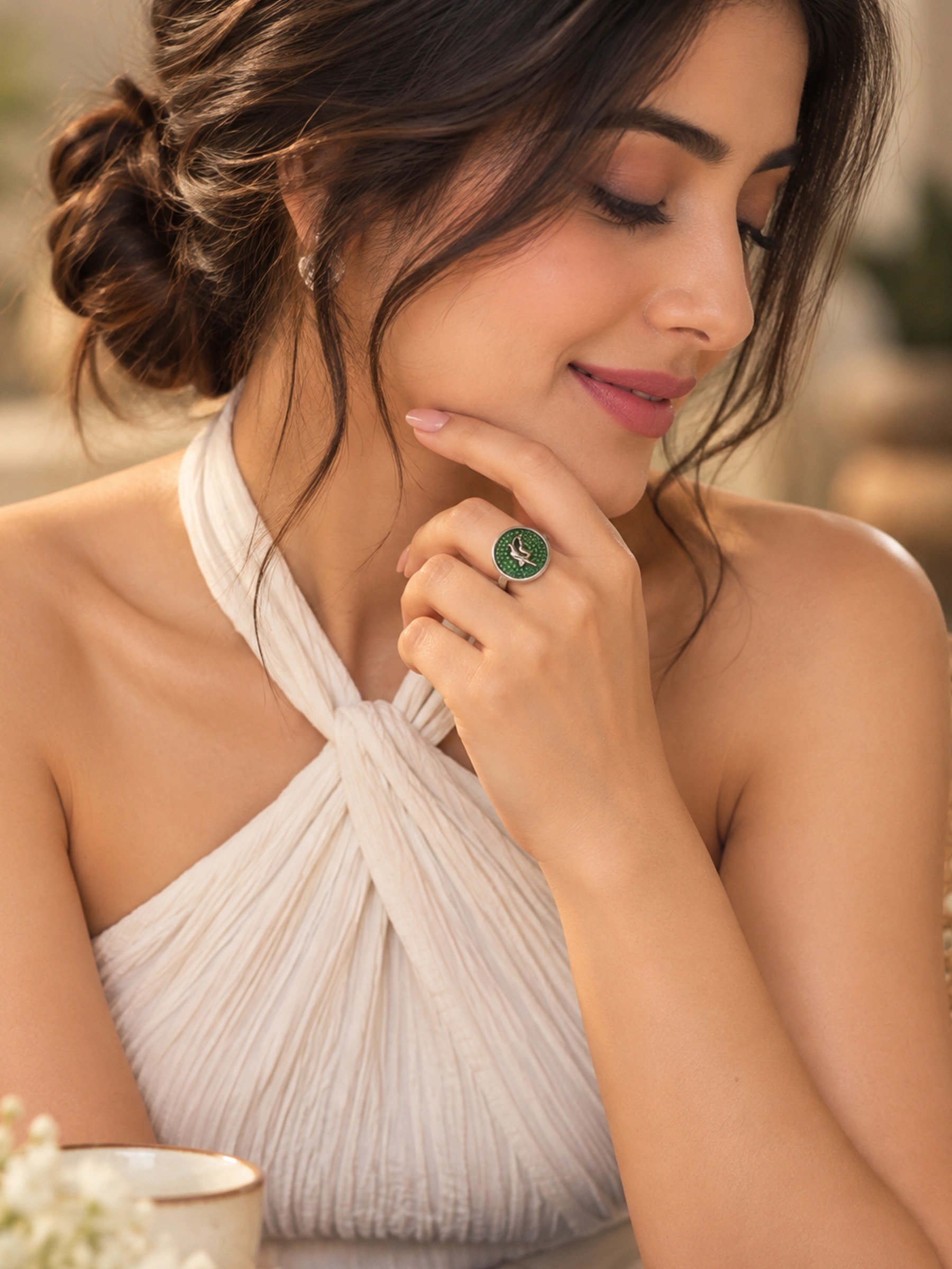 Green Gemstone Peacock Cocktail Ring