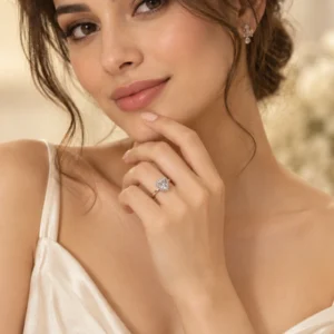 Heart Shaped White Stone Silver Ring for Women