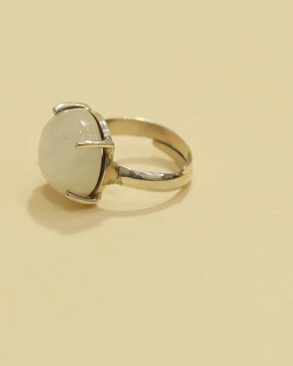 Minimal Natural Moonstone Silver Ring