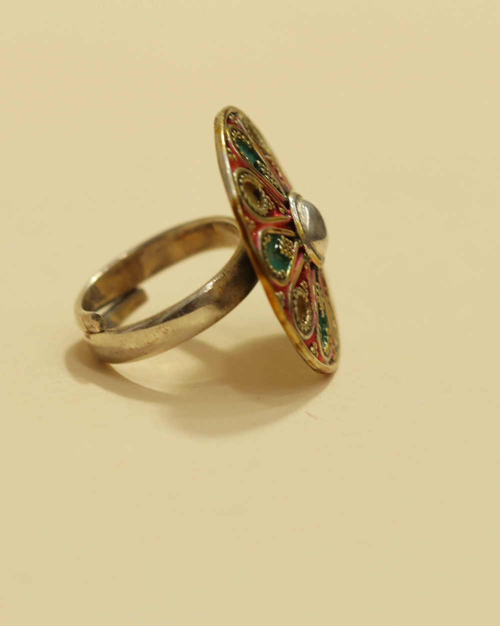 Multicolor Ethnic Statement Ring for Women