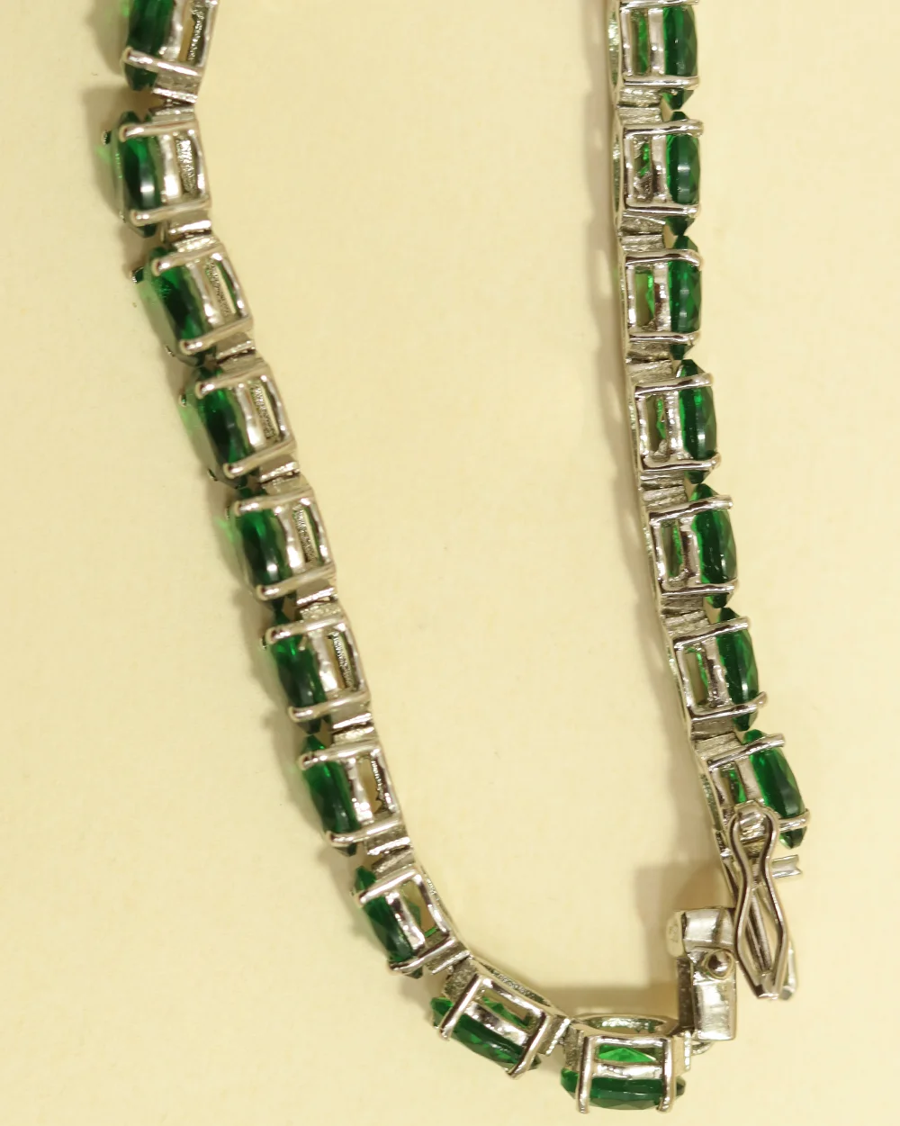 Oval Green Stone Silver Bracelet for Women