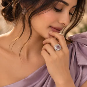 Pink Gemstone Cocktail Ring for Women
