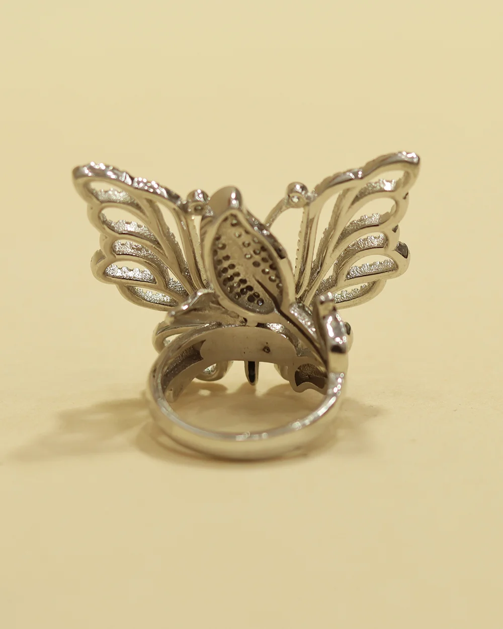 Silver Butterfly Statement Ring for Women