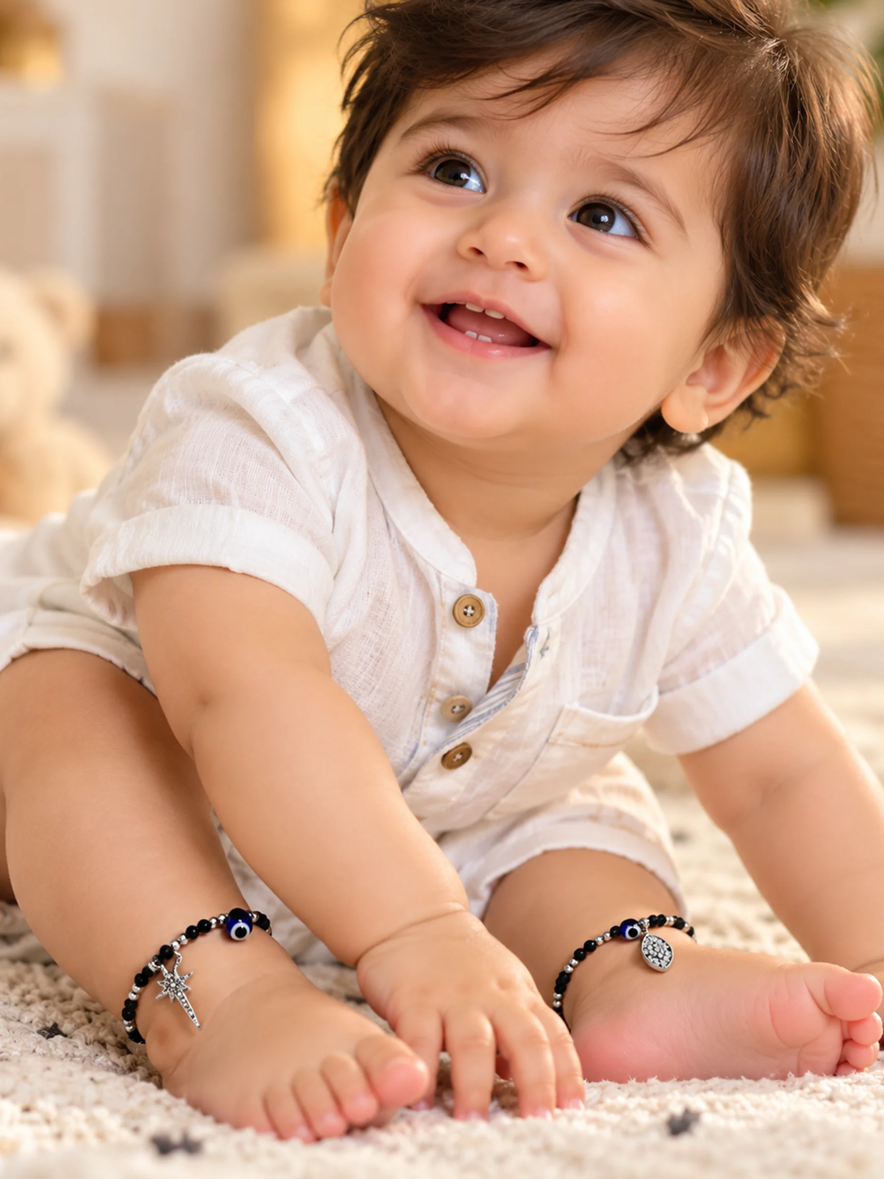 Silver Star Charm Nazar Battu for Children