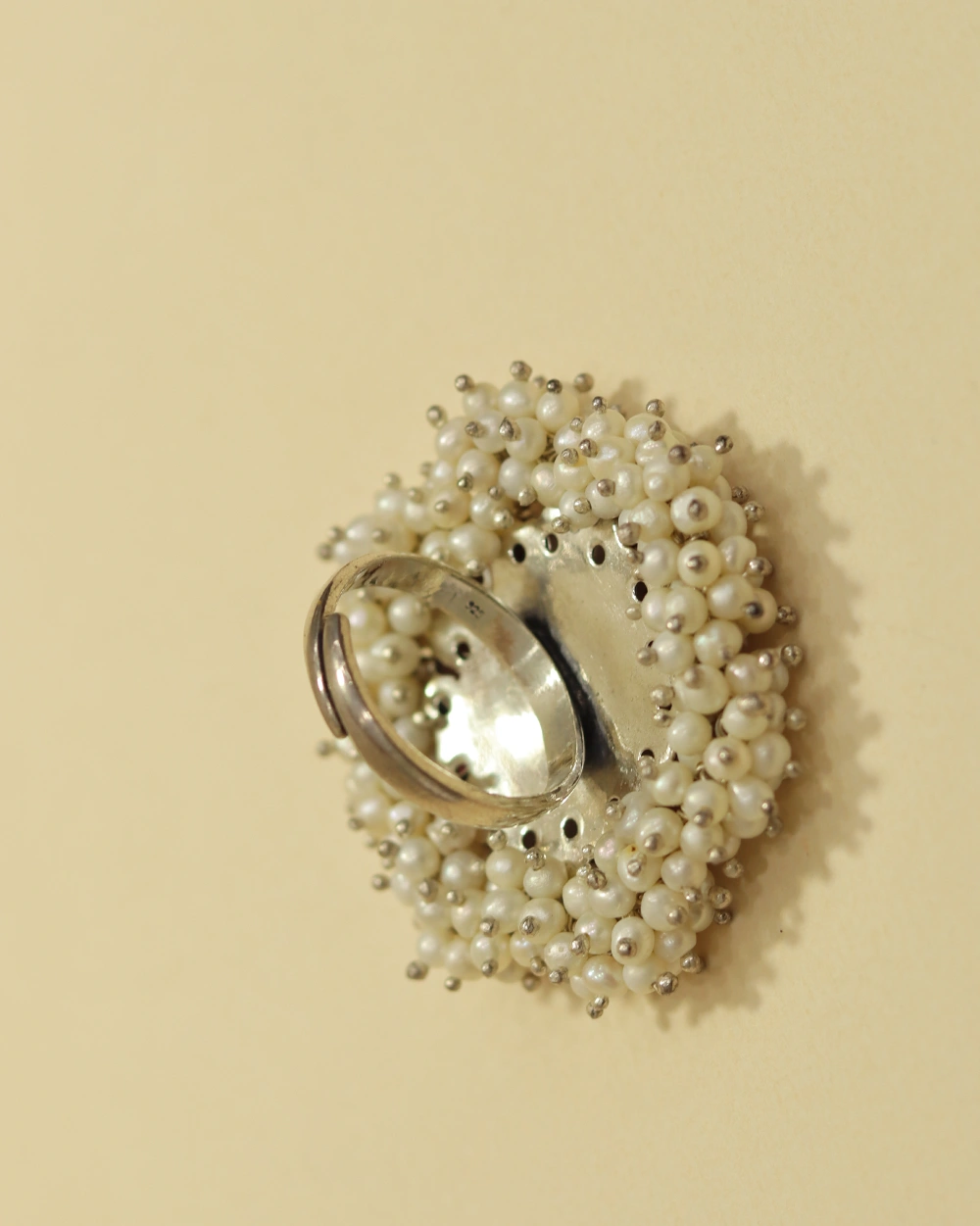 Sterling Silver Floral Coin Cocktail Ring