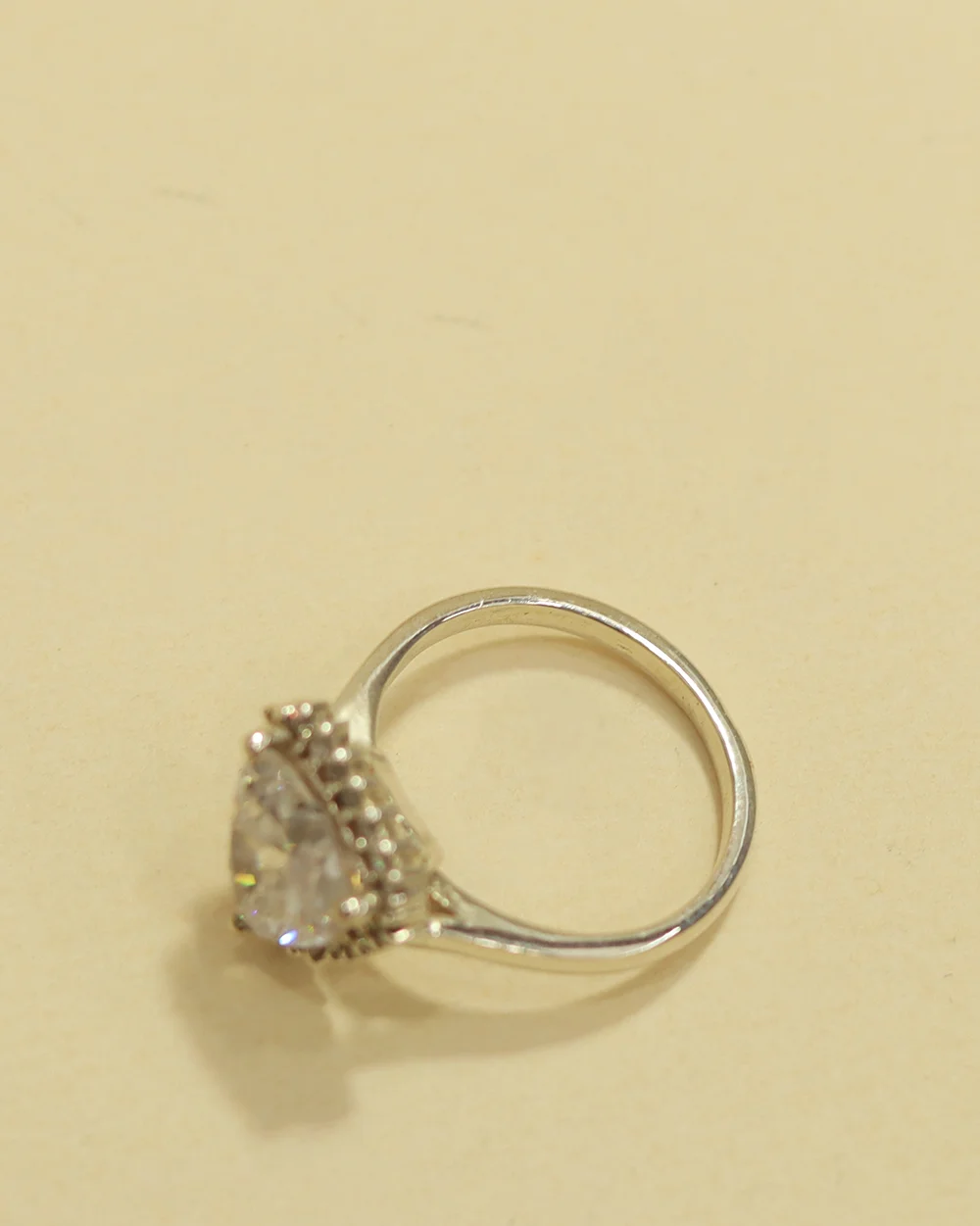 Sterling Silver White Heart Gemstone Ring
